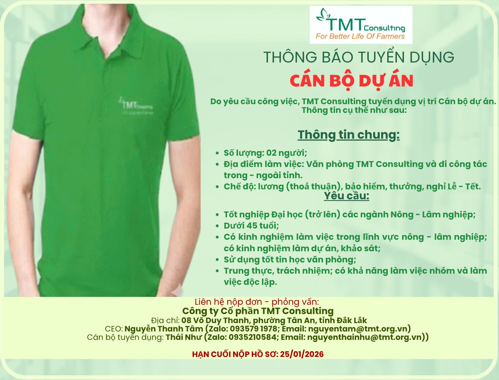 TMT Tuyển dụng Cán bộ Dự án