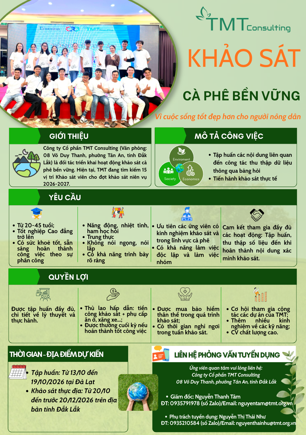 Tuyển dụng khảo sát viên cà phê bền vững