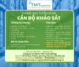 THÔNG BÁO TUYỂN DỤNG CÁN BỘ KHẢO SÁT